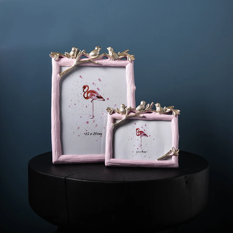 Скандинавский свет Роскошная фоторамка розовая птица Смола фото держатель 6