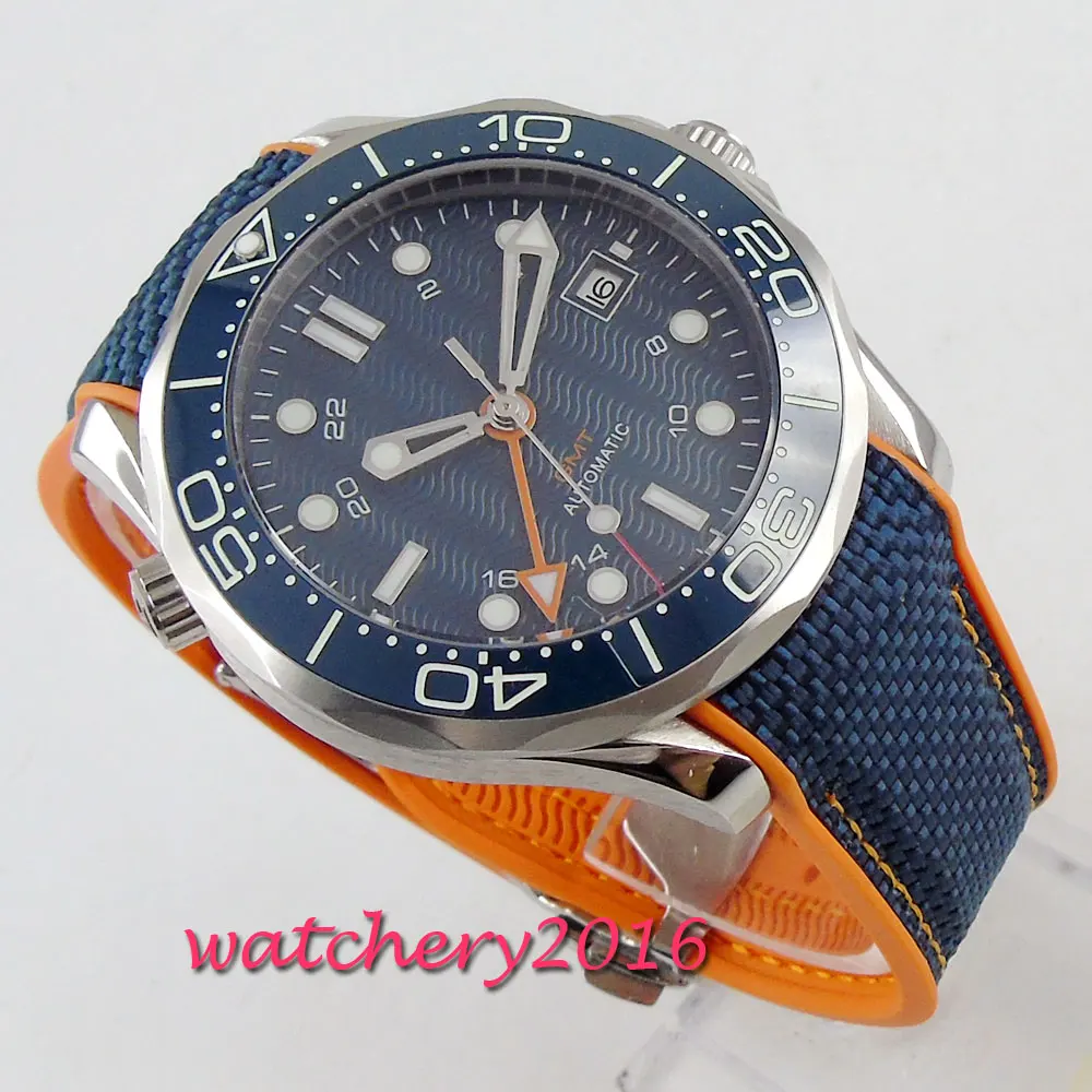 Мужские часы с сапфировым стеклом синим циферблатом и календарем 2019 | Наручные