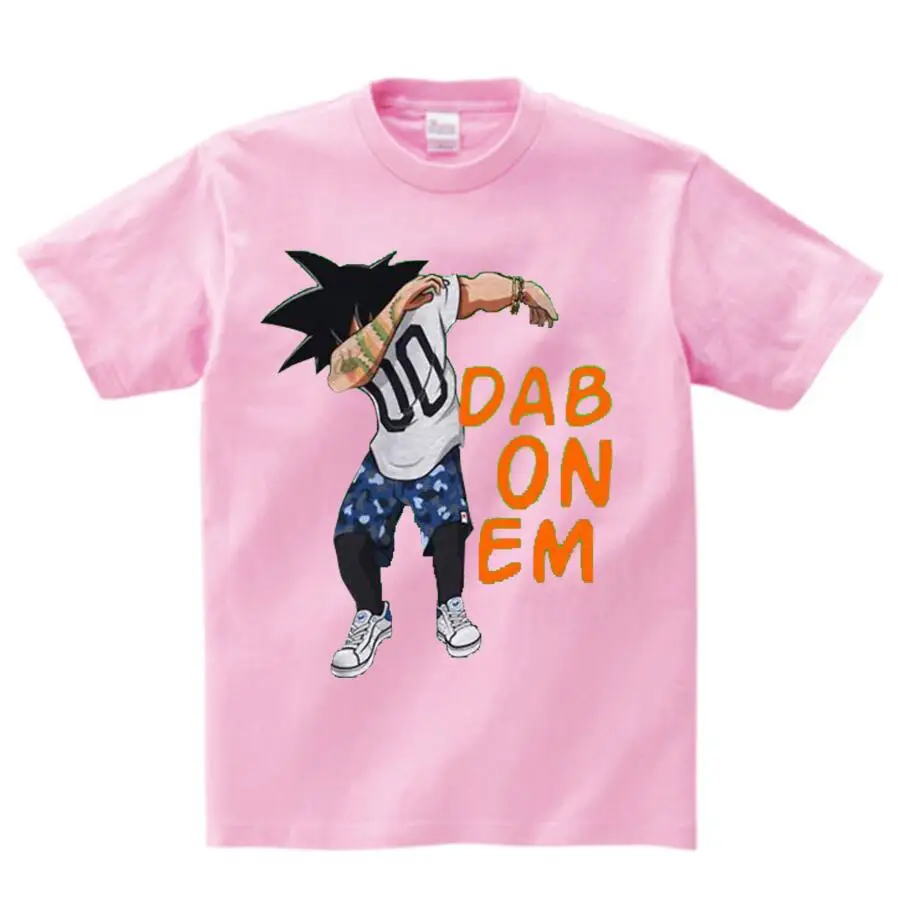 pink childreT-shirt Японские футболки с аниме рисунком для мальчиков, футболка с драконом и шариком кунг-фу, футболка для подростков, для больших детей, детские летние топы с короткими рукавами, N - Цвет: pink childreT-shirt