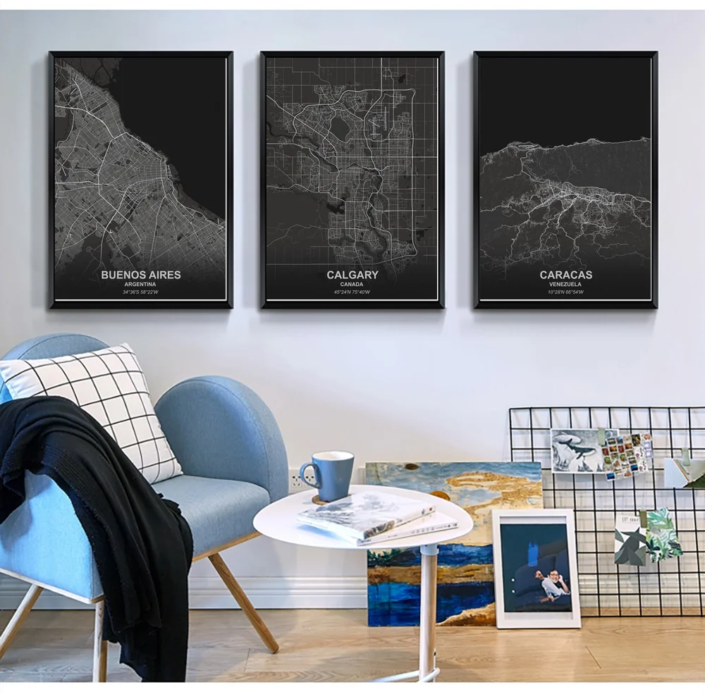 Буэнос-Айрес Калгари Каракас Кардифф Чикаго плакат на холсте художественные