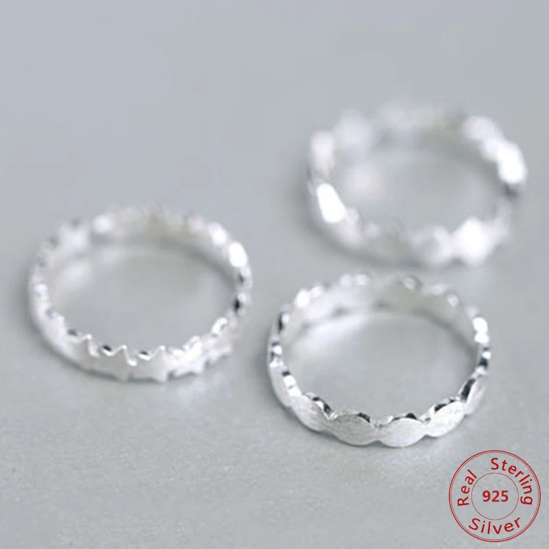 Оригинальные Серебряные Открытые Кольца для женщин простое матовое кольцо с