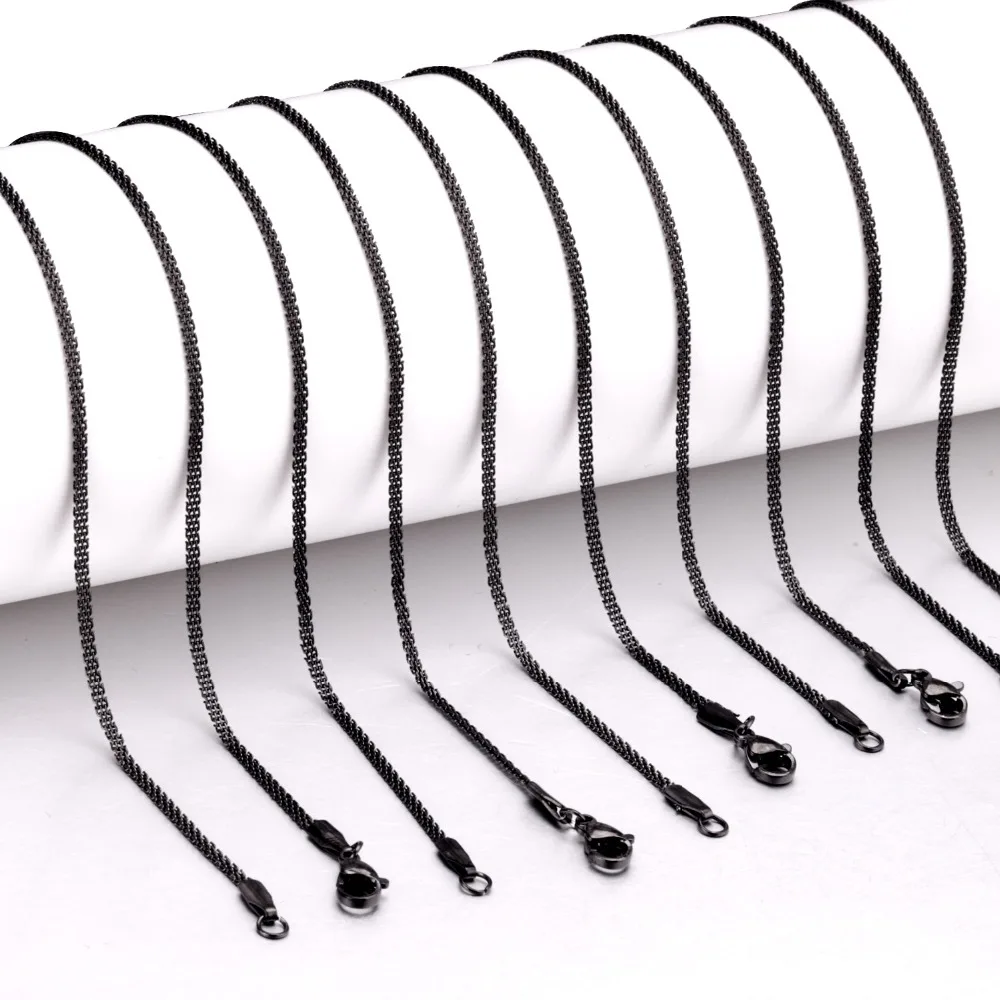 LUXUSTEEL черный/розовое золото цепь ожерелья из нержавеющей стали ширина 2 мм длина