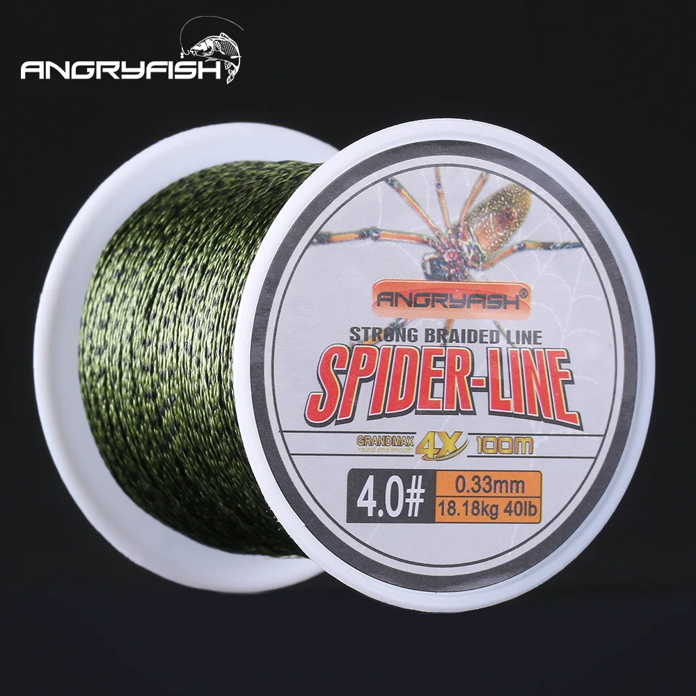 Angryfish бренд Spider Line серия 4 нити 100 м PE плетеная леска Camouflag Green 10LB 60LB|Рыболовные