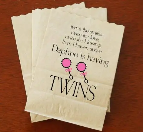 Персонализированные Близнецы Baby Shower Bridal baby крафт бумага для выпечки печенья