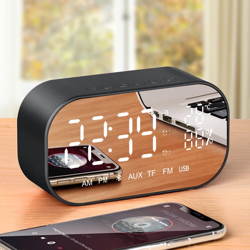 ALBLP светодиодный Будильник с fm радио беспроводной Bluetooth динамик поддержка Aux TF USB