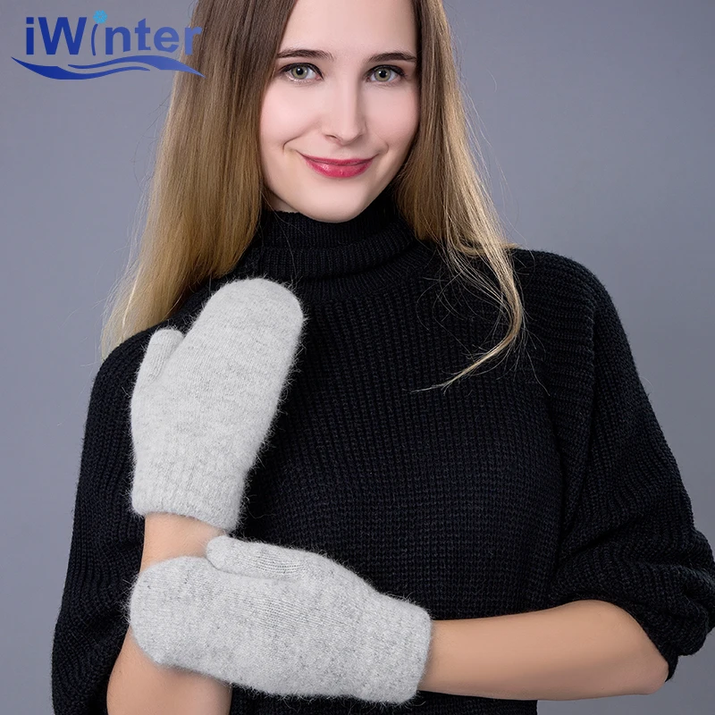Iwinter, Новая мода бренд Зимние перчатки для Для женщин Для мужчин Мех животных теплые женские Прихватки для мангала Повседневное трикотажные открытый детские перчатки варежки