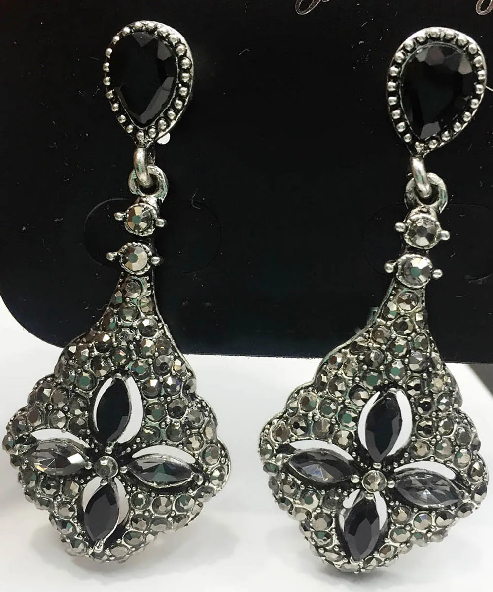 YaYi Jewelry New White Gray Rhinestone Dangle Crystal Earring Women's Fashion Ancient Silver Color Gem Earrings Gift 1208 | Украшения и