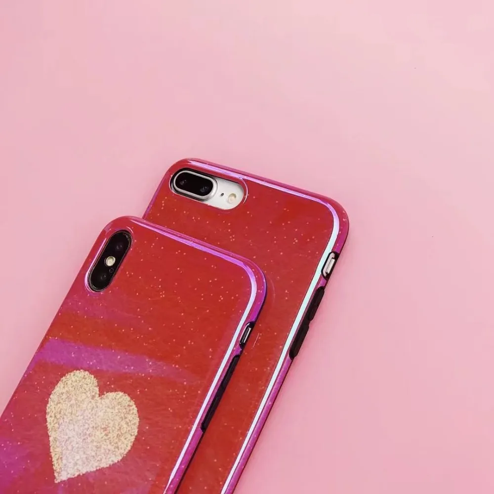 ORYKSZ For iphone x Case Love Heart Patterned Mirror Phone 6S 6 7 8 Plus Cover 3D Vintage Coque Capa Shell |