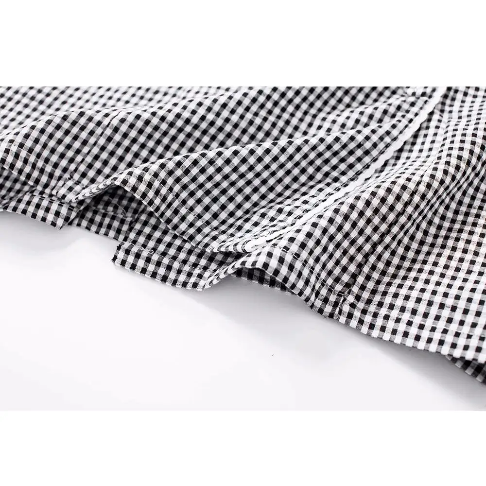 Летнее платье женское элегантное серое клетчатое пляжное мини-платье в