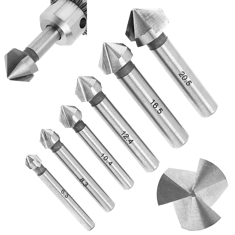 Three edge Accessories 6pcs 3 flutes Chamfer End Mill HSS Countersink Replacement For metalworking Parts Useful | Инструменты