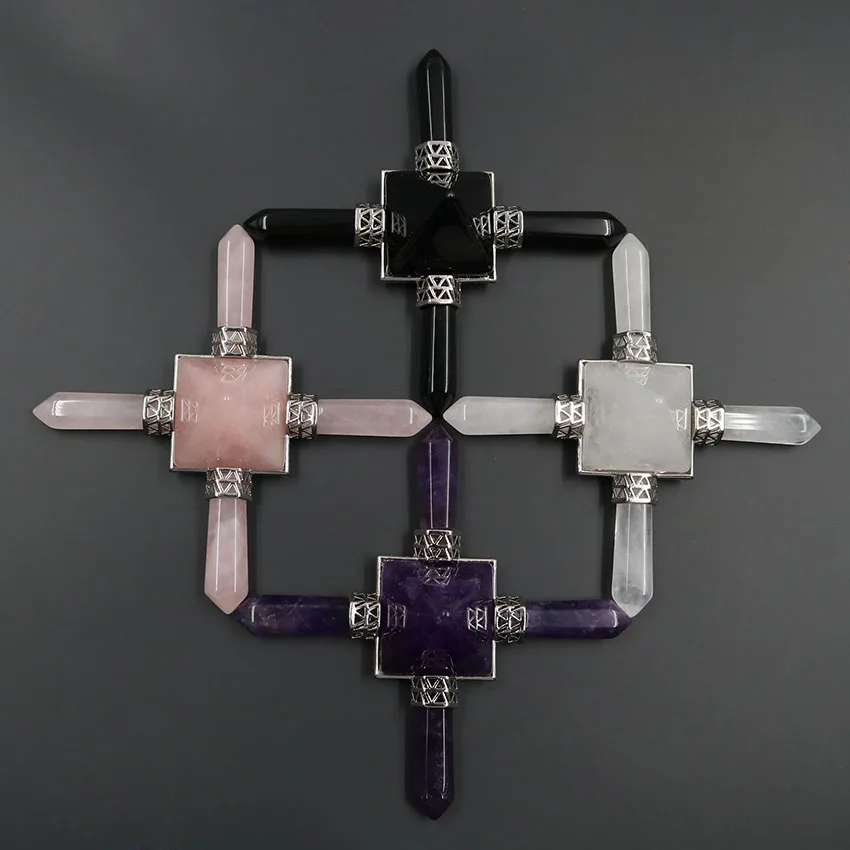 YJXP 4-точечная пирамида натуральный аметист генератор энергии подлинный обсидиан