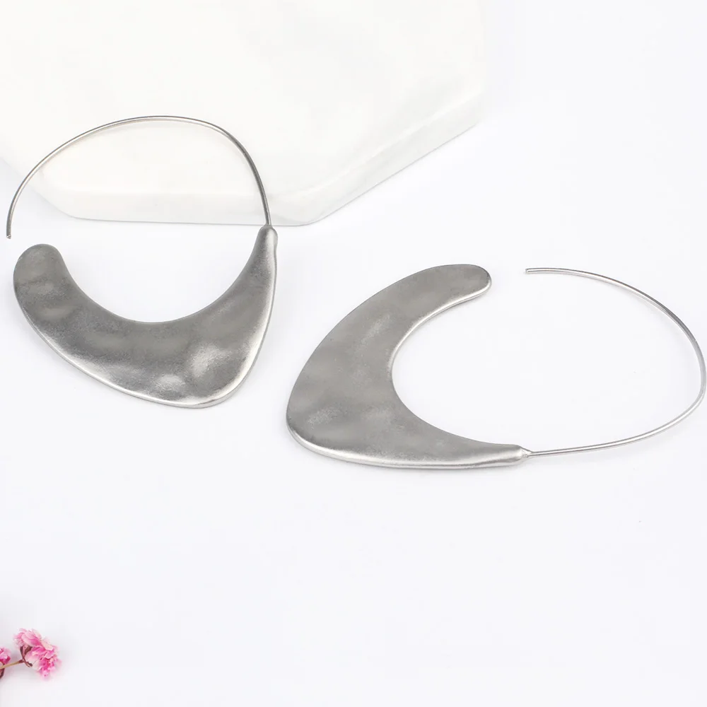 Новые корейские круглые висячие серьги FINE4U E078 из нержавеющей стали для женщин