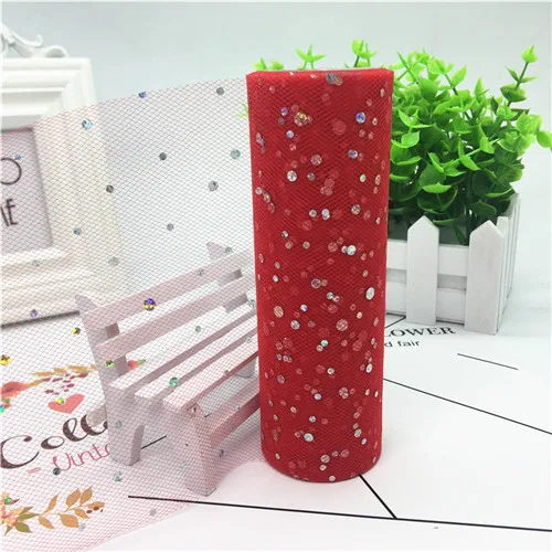 17-red 15 см(9,2 м/рулон) тюль рулон ткани блестки Свадьба Сад Вечеринка юбка-пачка стол стул DIY украшения детский душ - Цвет: 17-red