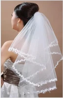 2019 tulle appliques bridal veil one layer white ivory bridal hair accessories tulle short cheap brides wedding hair veil