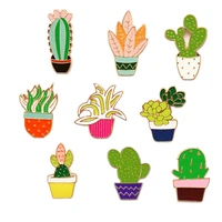 cactus enamel pin brooch set succulent potted metal pins sets dress hat bag colorful broches women plants badge summer brooches
