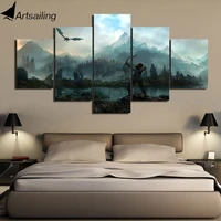 artsailing canvas painting modular 5 panels game v skyrim poster wall art modular art for living room home wall pictures decor