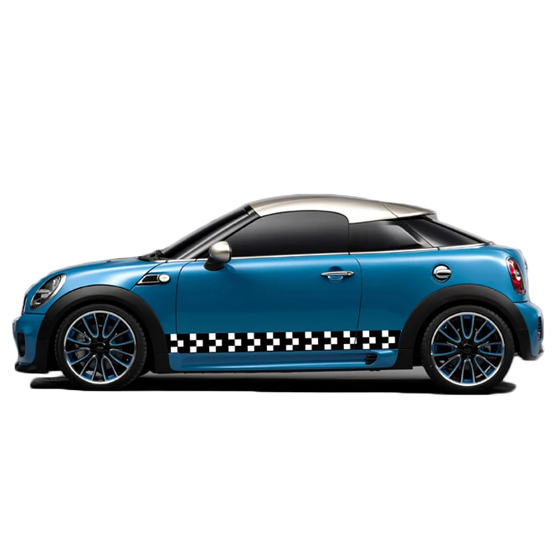 Спортивные Гонки Checker флаги кузова автомобиля наклейки Боковая дверь юбка для Mini