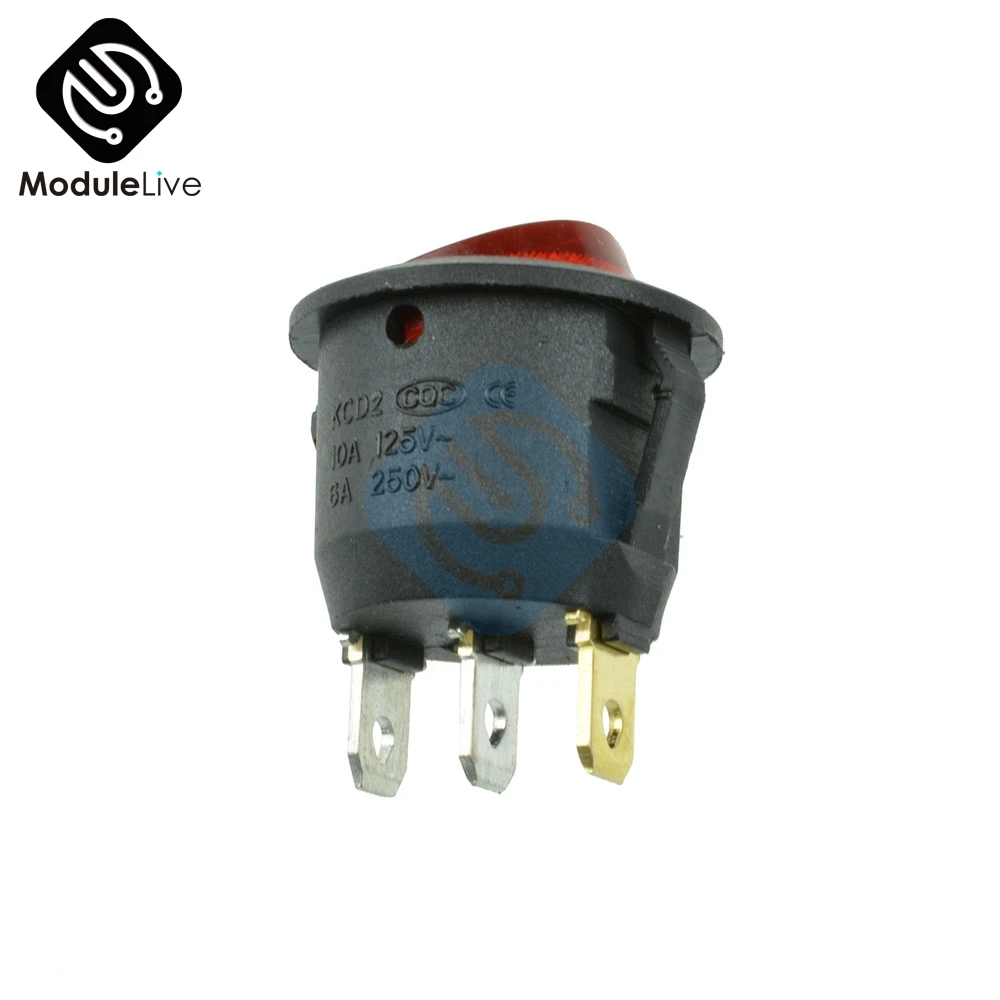 Мини 3-контактный круглый кнопочный переключатель ВКЛ./ВЫКЛ. SPDT клавишный красный