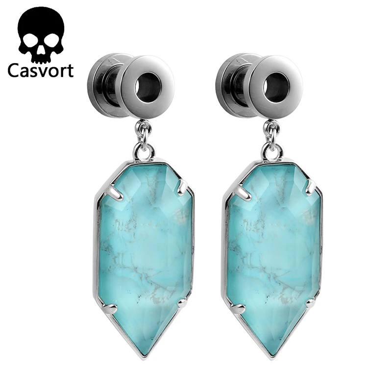 Casvort модный пирсинг телесных тоннелей Palmer Teal Howlite полудрагоценный камень Висячие серьги пробки ювелирные изделия для тела