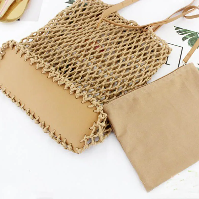 Летняя женская Соломенная Сумка через плечо для девочек вязаная сумка с