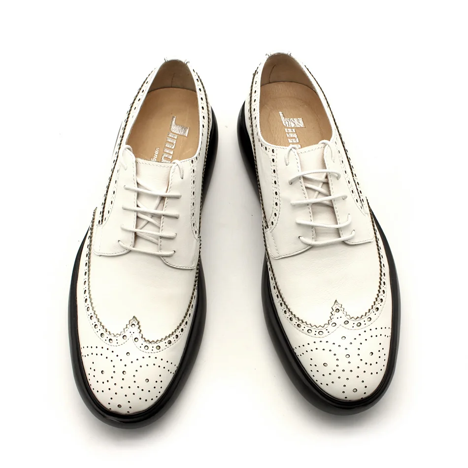 Броги из натуральной воловьей кожи на толстом каблуке | Обувь