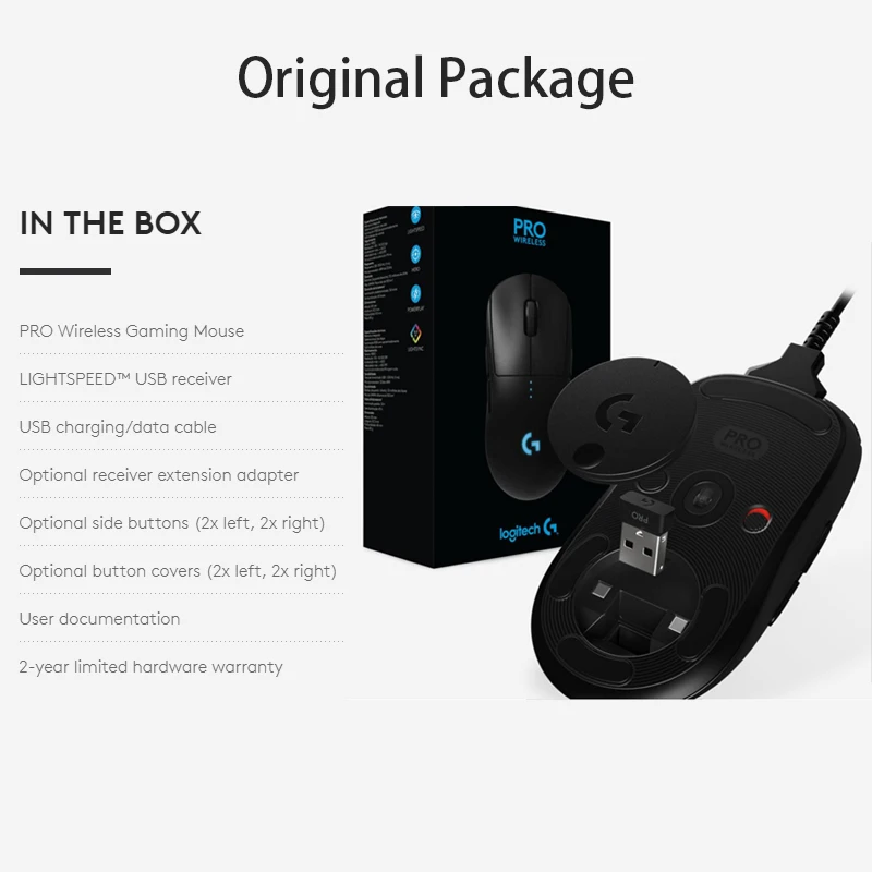 Беспроводная игровая мышь logitech G PRO RGB с двойным режимом датчиком HERO 16 K dpi LIGHTSPEED Laser