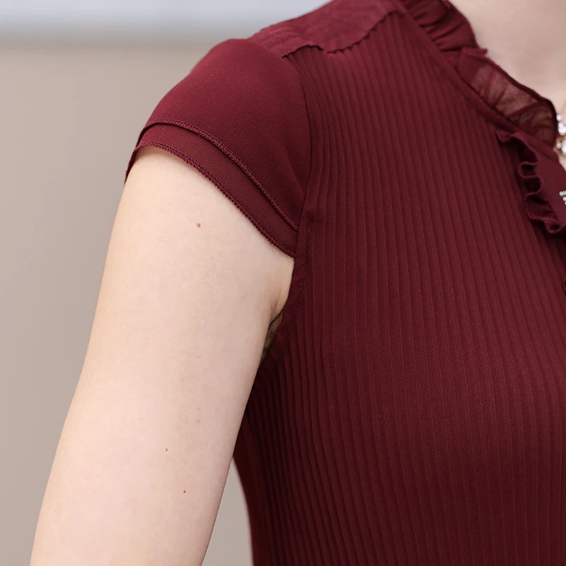 Женская шифоновая блузка с коротким рукавом размеры до 5XL|chiffon blouse|short sleeve chiffon