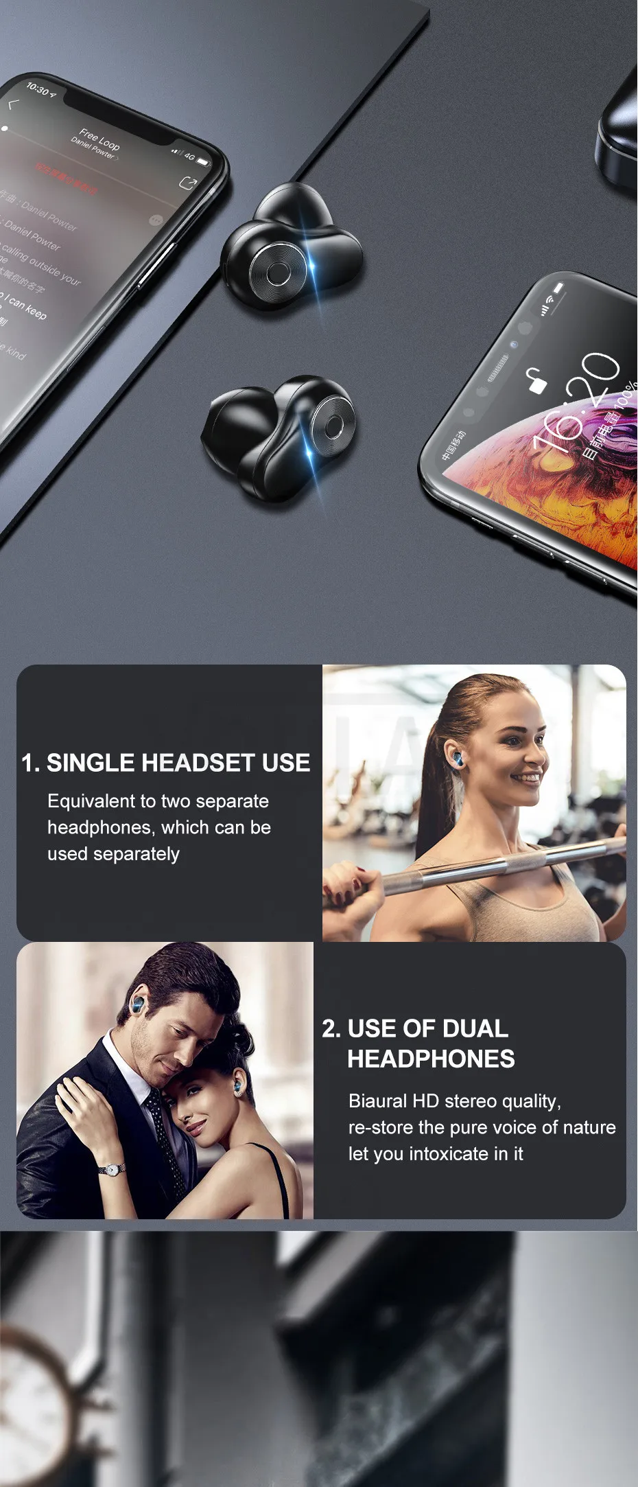 VOULAO Bluetooth 5,0 6D стерео наушники беспроводные наушники IPX5 водонепроницаемые наушники 3500 мАч светодиодный держатель для телефона