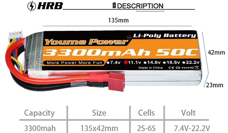 Youme 5200mah Lipo аккумулятор 3300mah 6200mah 6500mah 3S 11,1 V 2S 7,4 V 4S 14,8 V 5S 18,5 V 6S 22,2 V T Deans 50C RC самолет запчасти для автомобилей