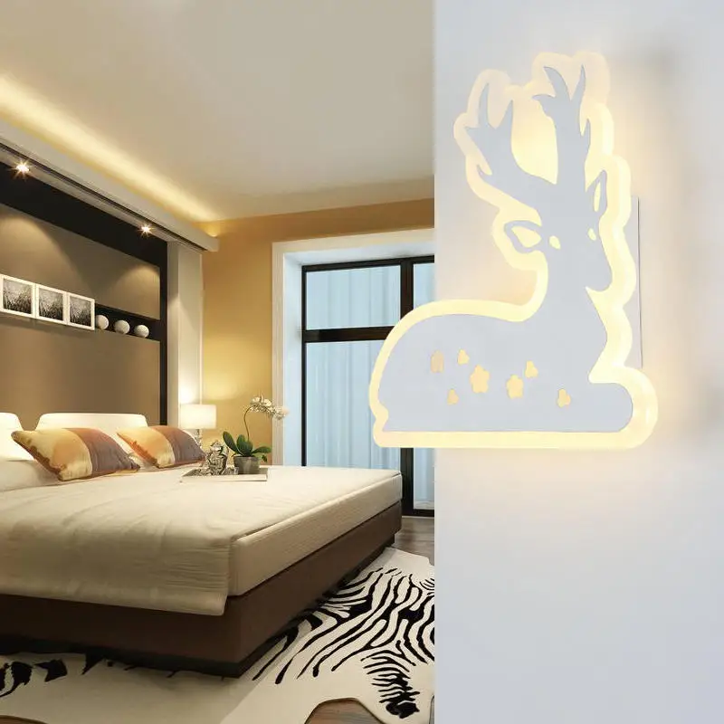 Современная креативная светодиодная настенная лампа с изображением оленя Куба