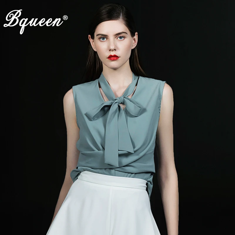 

Женская офисная блузка Bqueen, повседневная Асимметричная блузка с v-образным вырезом и бантом, 2019
