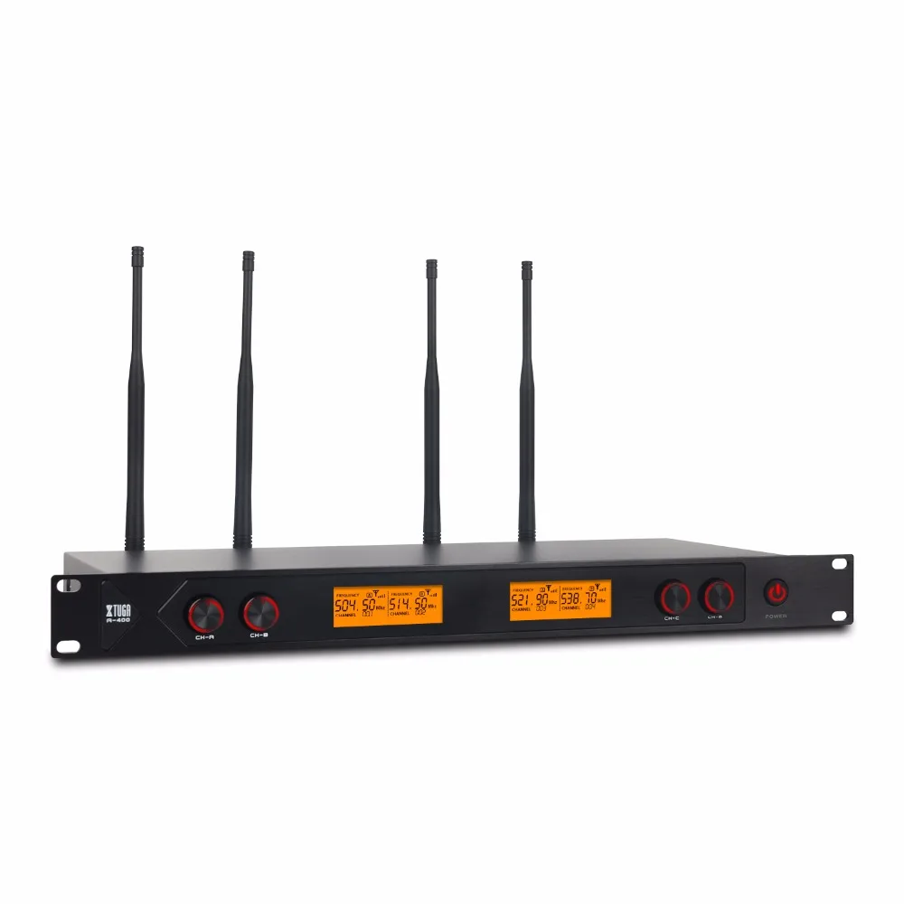 XTUGA A400, металлический материал, 4-канальный UHF беспроводной микрофон, система с 4 корпусами, используется для сцены, церковные, вечерние