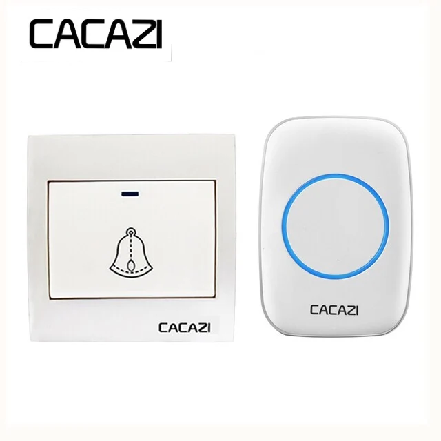 White 1x1 Cacazi, беспроводной дверной звонок Водонепроницаемый 300 м Пульт дистанционного управления 1 кнопка батареи 1 2 приемник домашний дверной звонок led light 36 chime US EU UK Plug - Цвет: White 1x1