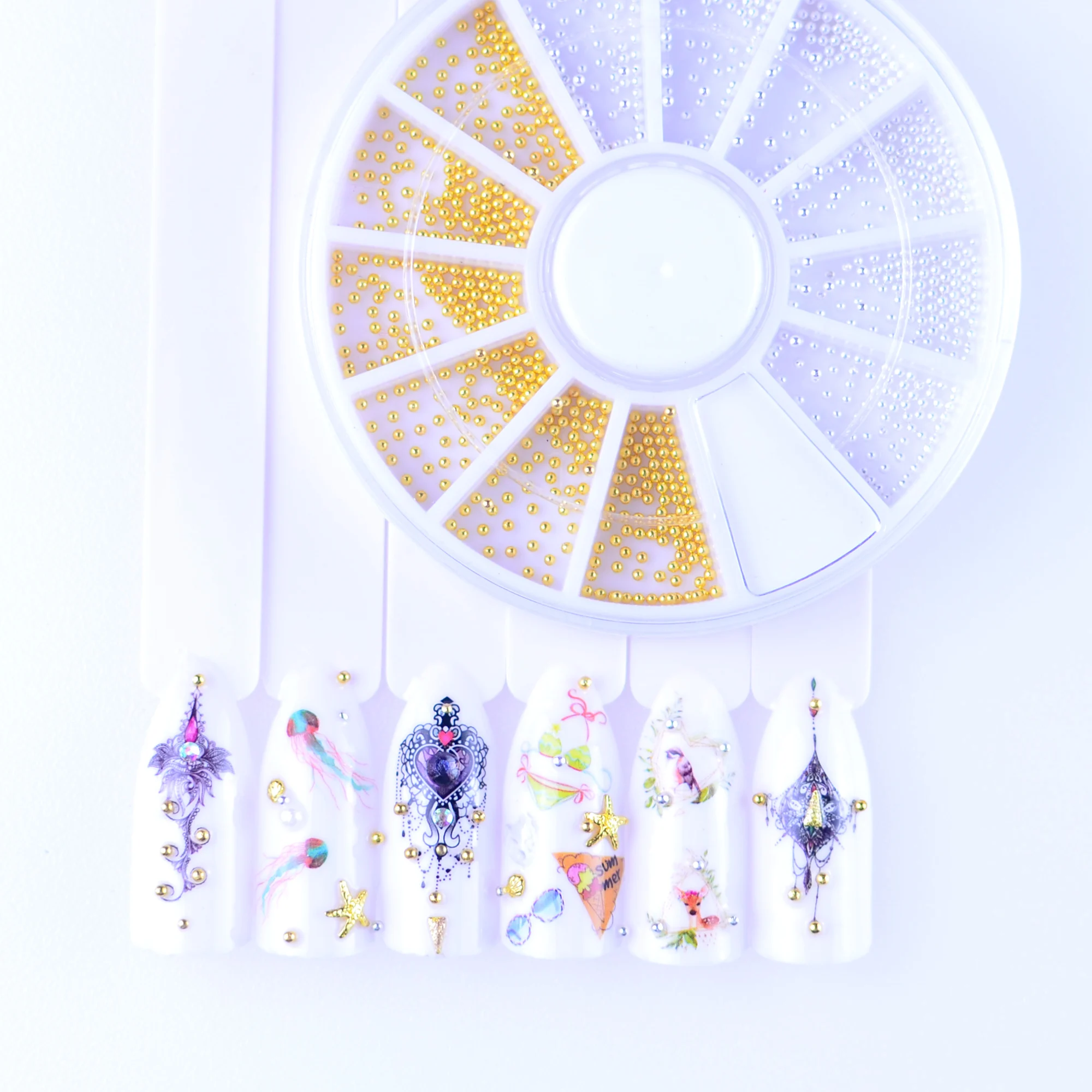 1 колесо мини-бобы модный дизайн ногтей микро-икры металлические бусины