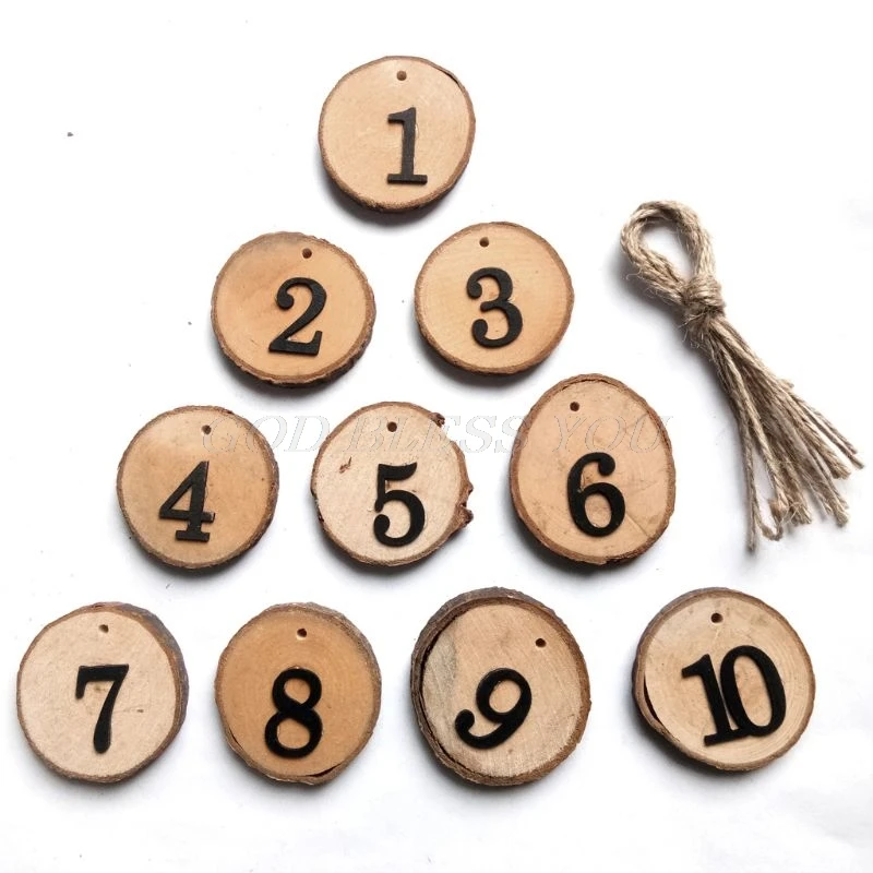 10 шт. круглые деревянные Ломтики для украшения стола|Знаки с указателями