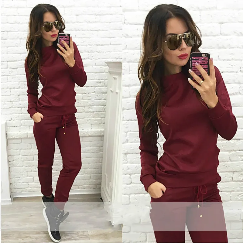 

Sports suit solid color loose shirt casual pants two sets of women 2018autumn and winter new temperament elegant women's clothes