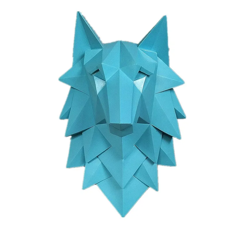 

Geometry Wolf Head Wall Sculpture Decoration Resin Art&Craft Statue Creative 3D Animal Wall Hanging Decorations 35CM R275
