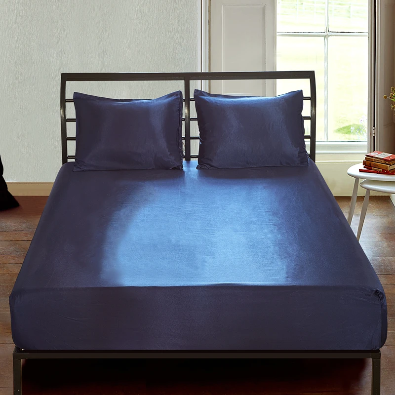 Атласная Простыня из искусственного шелка эластичная Роскошная однотонная