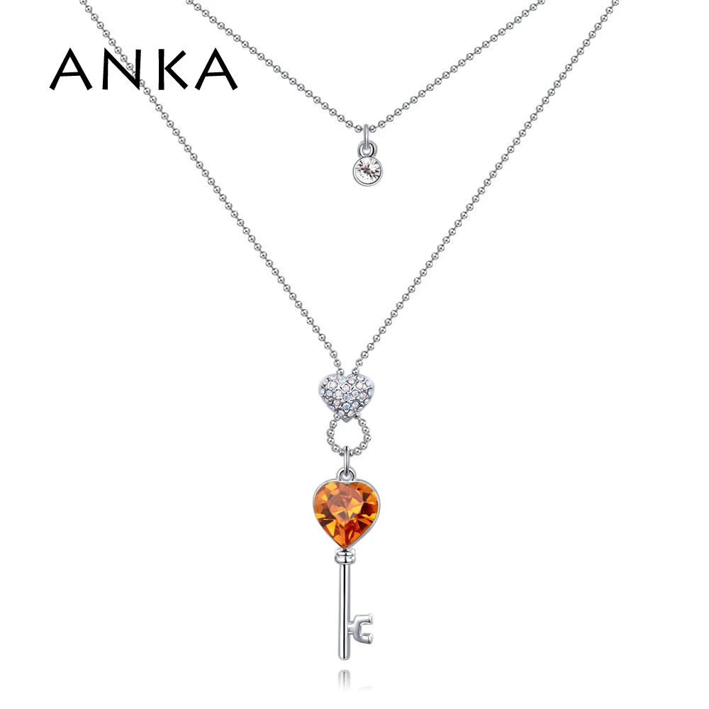 

ANKA key to love pendant crystal heart necklaces fashion classics for women necklaces Main Stone Crystals from Austria #129220