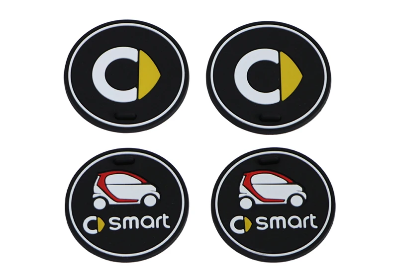 Нескользящие Коврики для чашек Smart Fortwo Forfour 453, флуоресцентные Чехлы для хранения логотипов, противоскользящие Чехлы, украшение интерьера, стиль автомобиля