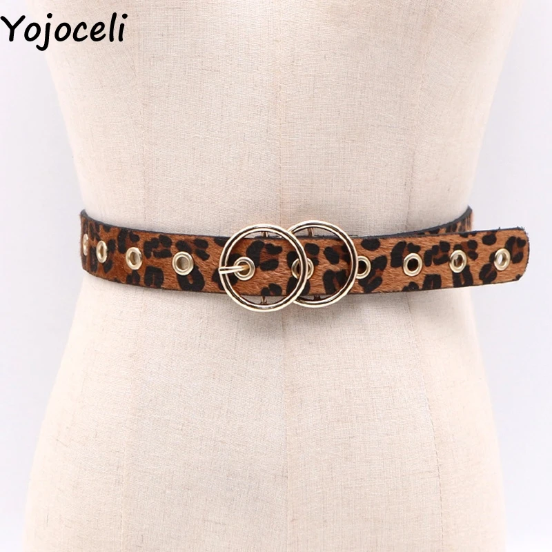 Yojoceli ушко пикантные двойной пряжкой leopard пояса Элегантный круг красный тонкая