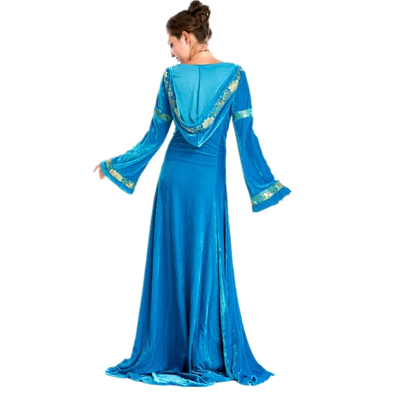 Gothic Blue Velvet Halloween Princess Costume Dress Party Games Luxury Clothing M4725 | Тематическая одежда и униформа