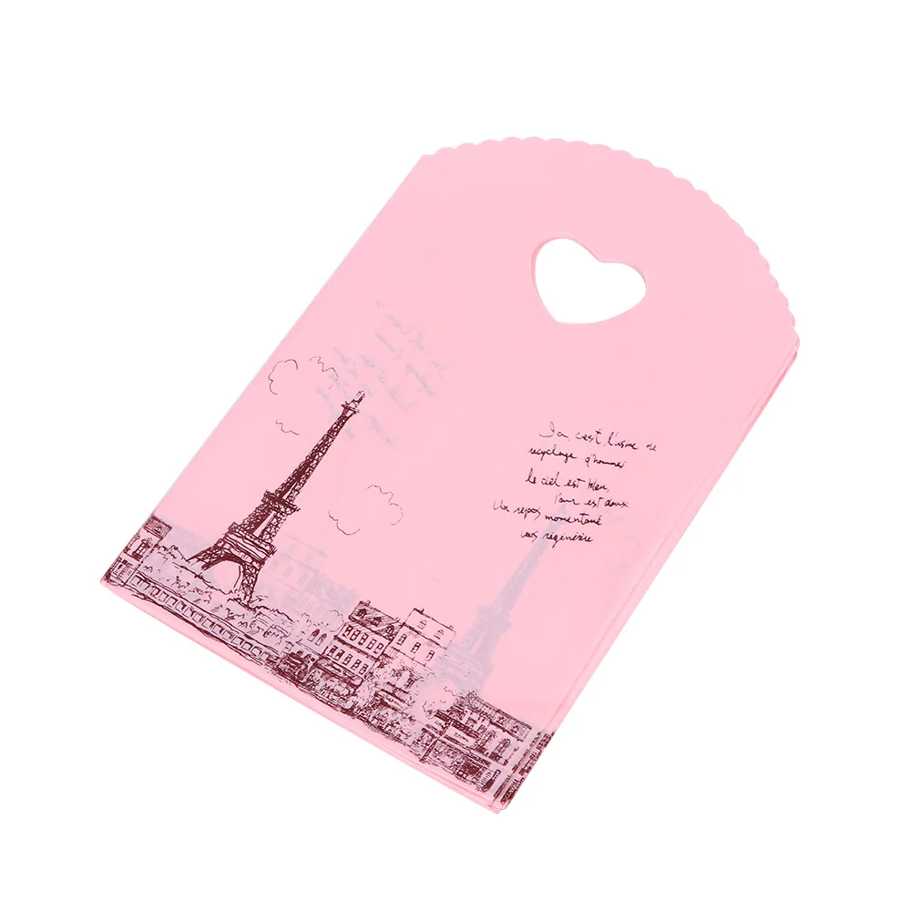 50 шт./лот милые розовые упаковочные сумки в форме башни пластиковые для покупок