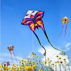 Бесплатная доставка Высокое качество длинные хвосты Бабочка кайт с ручкой линии детей кайт открытый игрушки кайт летающие игрушки Смола