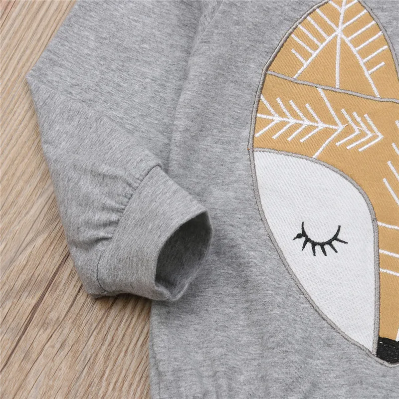 2018 Real Baby Girl For Bebek Fashion Toddler Girls Fox Clothing Cotton Hooded Tops Long Pants Autumn Boy Clothes Set Outfits | Детская