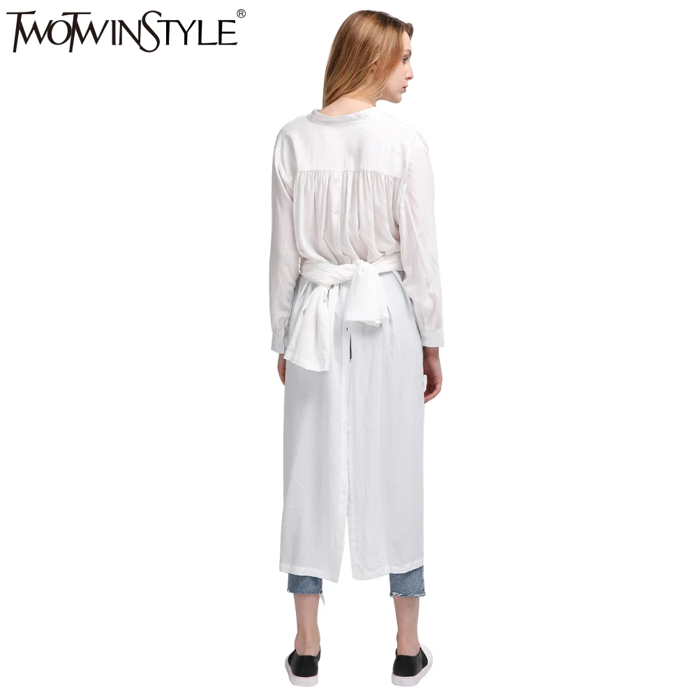 Женская Повседневная рубашка TWOTWINSTYLE белая и черная блузка с длинным рукавом