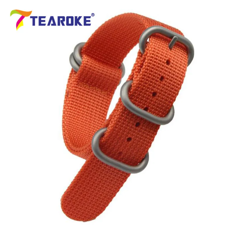 Orange001 TEAROKE сверхмощный нейлоновый ремешок для часов NATO ремешок 18 мм 20 мм 22 мм 24 мм ремешок для часов Zulu ремешок из нержавеющей стали кольцо Пряжка Холст армейский - Цвет ремешка: Orange001