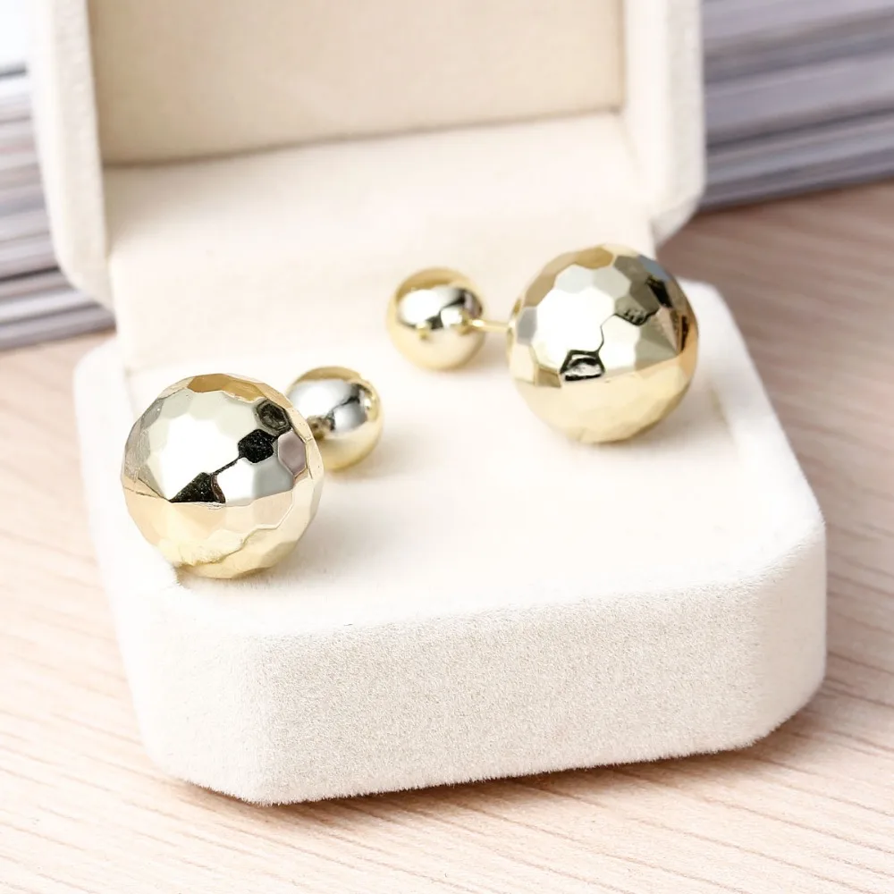 DoreenBeads Горячие круглые акриловые сережки серьги Doublelight золотого цвета