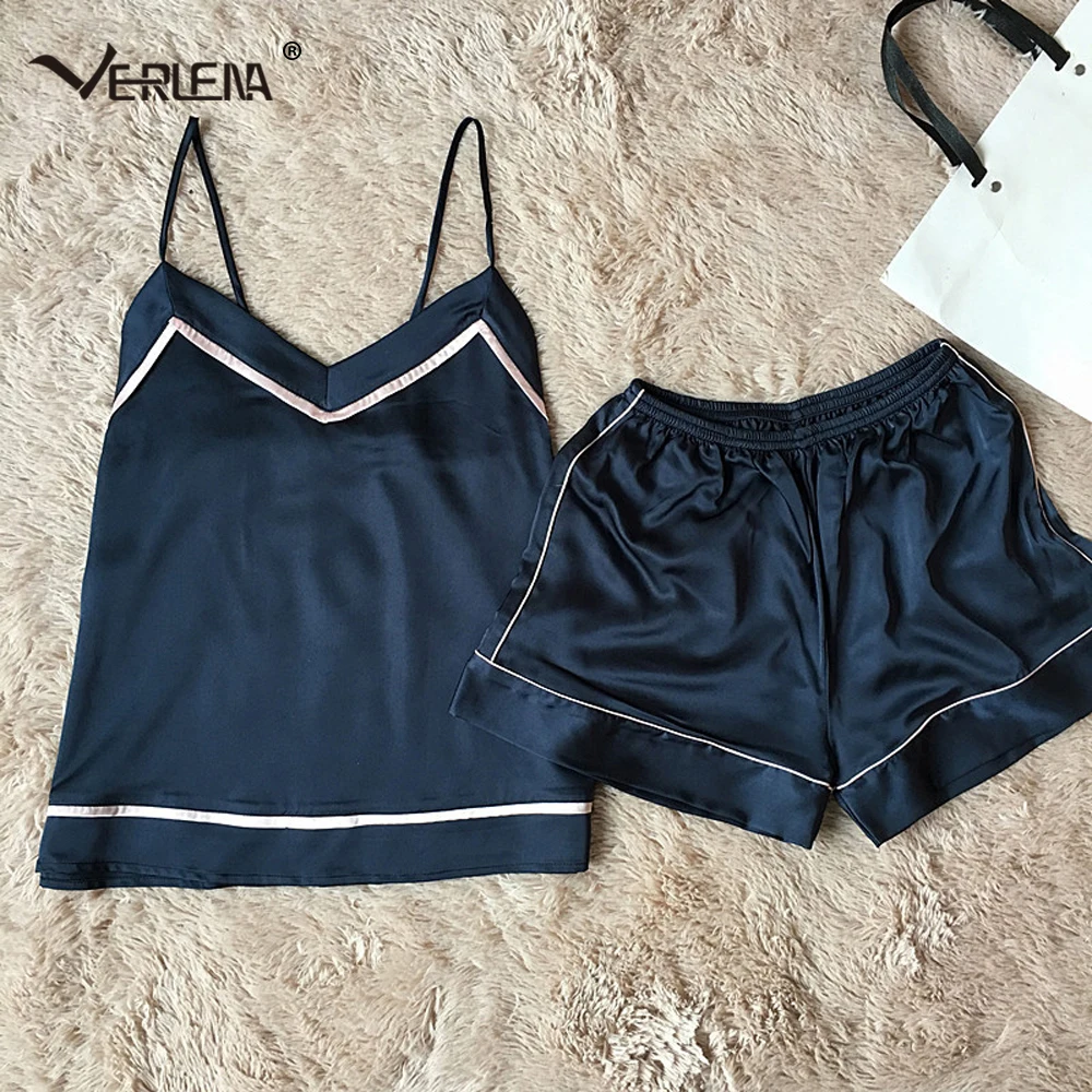 Verlena 2018 Новый Простой чистый дизайн пижамный комплект полосатый лоскутный
