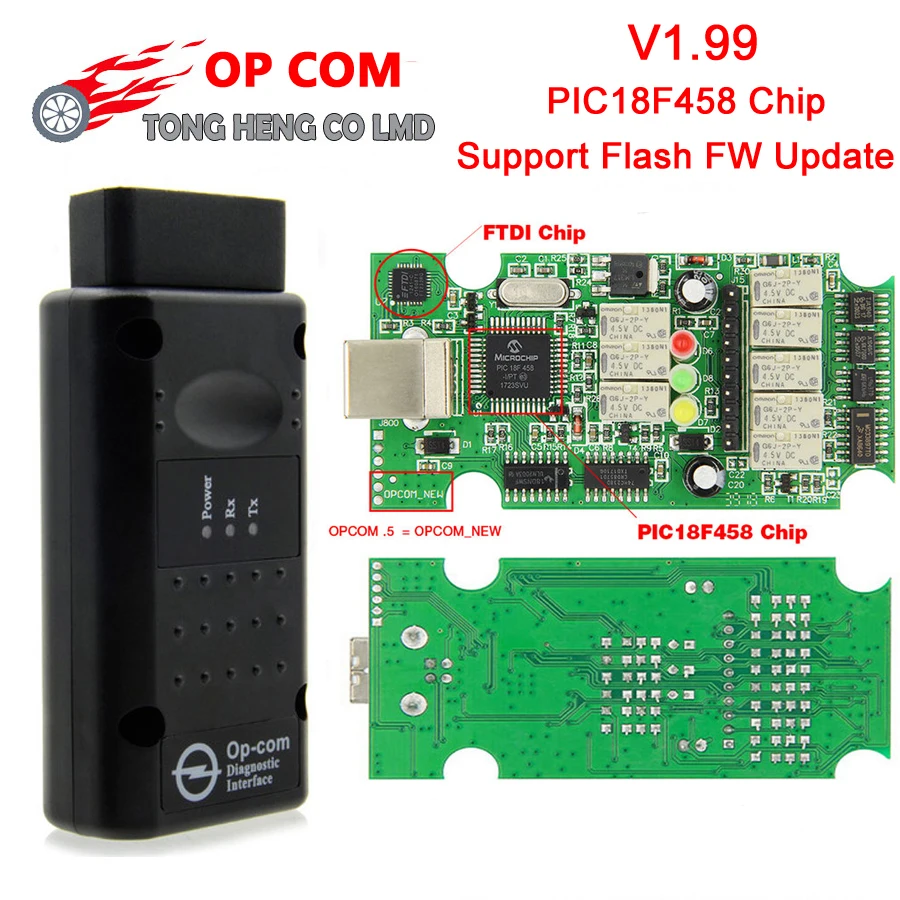 OP-COM V1.99 Прошивка может быть флэш-Обновление с PIC18F458+ FTDI чип OBD OBD2 диагностический инструмент для Opel Op Com OPCOM 1,99